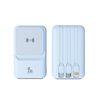 W010 Pengisian Daya Super Cepat Magnetik Li-Polymer 10000mAh ABS Power Bank PD 15W USB Ganda Tipe-C Kabel Bawaan Nirkabel LED