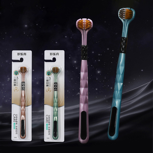Wholesale OEM 360&deg; Three Side Soft Bristle Toothbrush for Adults <strong>Tongue</strong> <strong>Cleaner</strong> 3D Teeth Deep Cleaning Toothbrush - Product Image 2