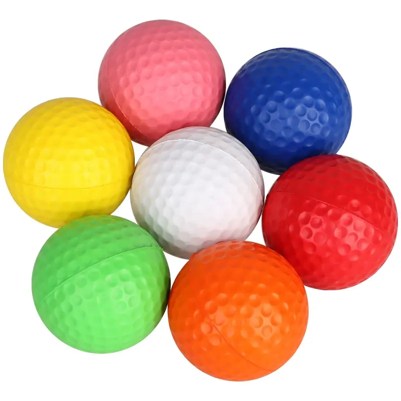 Nasıl gerçek özel Logo sürüş aralığı Golf Pu topları kapalı açık köy eğitim spor renkli 42mm Golf uygulama topları