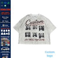 Venta al por mayor de siluetas de ropa urbana personalizadas 100% poliéster con estampado DTG, lavado ácido, de peso pesado, oversize y hombros caídos