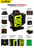 Niveau laser croisé vert Huake 4x360 auto-nivelant avec base rotative et batterie au lithium pour le bricolage et la pose d'images à la maison
