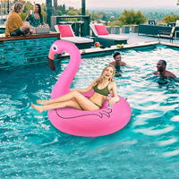La Funcosa FAWF - Décoration de fête de piscine personnalisée, flotteurs gonflables en PVC rose de grande taille avec éclairage LED
