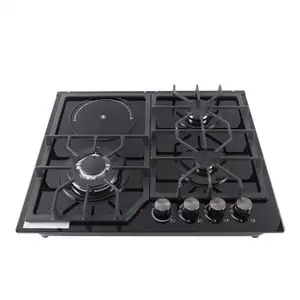 Kitchen Cooking Appliance 4 Burner Tempered Glass Gas Stove Built In Gas Hob With Electronic