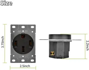 14-50R Outlet, 50 Amp Receptacle, 125/250 Volt, 3 Pole 4 Wire, Straight Blade