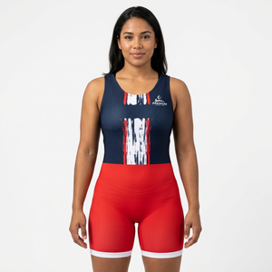 Combinaison de lutte de qualité supérieure, impression par sublimation, ajustée, respirante, anti-transpiration, séchage rapide, extensible, vêtements de sport unisexes - Product Image 1