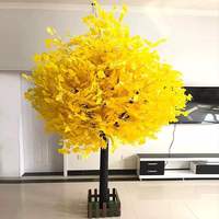 Arbre artificiel Ginkgo de 1,5 m en gros, feuilles dorées en soie, tronc réaliste, résistant aux UV pour extérieur, anniversaire, jardin