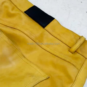 Shorts en cuir coloré de haute qualité personnalisés pour hommes, style streetwear, décontractés, en cuir PU jaune - Product Image 2