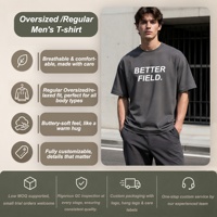 T-shirts amples en coton tricoté 235 g/m² pour hommes, style streetwear, couleur unie, personnalisables avec logo, respirants, vente en gros