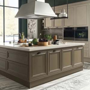 Îlot de cuisine moderne en acier inoxydable, armoire en granit, unité de rangement de bar personnalisée, finition acrylique imperméable pour la maison et les restaurants - Product Image 4