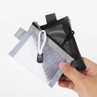 Mini sac de carte en maille de Nylon Transparent organisateur de carte d'identité de crédit Portable porte-monnaie rouge à lèvres écouteur ligne de données sac de rangement de clé
