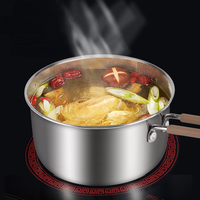 Panci Susu Stainless Steel dengan Gagang Anti Panas, Tutup Kaca, Gagang Bentuk Jamur, Panci Saus Dalam, Panci Sup