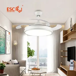 Vendita calda 42 pollici ventilatore a soffitto prezzo tuya wifi telecomando pale nascoste ventilatori bianchi soffitto elettrico con luci