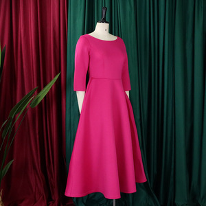 D346 Nouvelle Collection <span class=keywords><strong>Robe</strong></span> de <span class=keywords><strong>Soirée</strong></span> Élégante à Manches Longues et Ourlet Large Couleur Unie pour Femme - Product Image 4