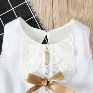 Prendisole estivo da ragazza alla moda con abito a trapeazione senza maniche in pizzo con fiocco e <span class=keywords><strong>fascia</strong></span> in tinta unita - Product Image 4