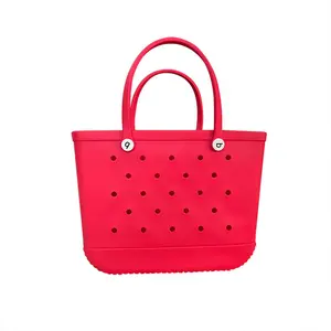 Nuovo prodotto cestino della spesa in silicone con impugnatura comfort maniglie eva xl bogg tote bag borsa da spiaggia in silicone con manico in corda