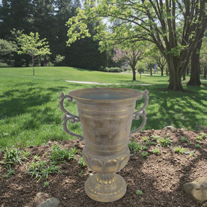 प्राचीन गोल्डन पाउडर लेपित धातु ट्रॉफी आकार उद्यान और घर सजावट के लिए हैंडल के साथ - Product Image 5