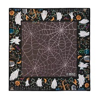 Tapis de jeu de mahjong américain Halloween, motif fantôme, citrouille et toile d'araignée, antidérapant, en caoutchouc, imperméable, pour table de jeu de fêtes