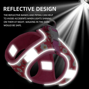Ggtd <b>Pet</b> <b>Harness</b> With Leash Breathable Floral Print For Small Medium Dogs And Cats - Product Image 3