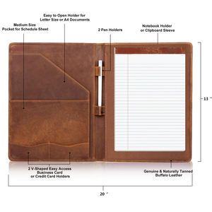 Organizador de cartera de cuero de grano completo A4 personalizado, Cartera de almohadilla legal para currículum de negocios para <span class=keywords><strong>documentos</strong></span> A4/Pad - Product Image 2