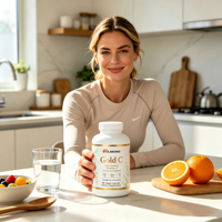 Vitamine C 1000mg en capsules végétales Gold C, marque privée, soutien immunitaire, certifié CGMP, 240 unités, directement de l'usine