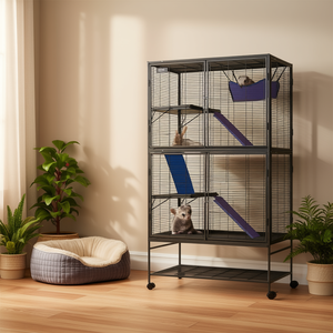 VEVOR Cage à ferrets roulante en métal à 4 niveaux de 64,6 pouces avec plateau et rampes, cage pour petits animaux de compagnie - Product Image 2