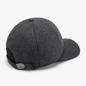 Casquette de baseball d'hiver personnalisée pour homme, style vintage, en laine unie, réglable, à 6 panneaux, simple et chaude, pour le quotidien, vente en gros - Product Image 2