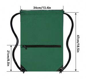 Custom Branded 210D Heavy Duty With Front Zipper <b>Drawstring</b> <b>Backpack</b> Draw String Sport Gym Bag - Product Image 2