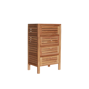 Cette élégante commode à lattes, dotée de quatre tiroirs, allie durabilité intemporelle et design élégant pour une solution de rangement. - Product Image 4