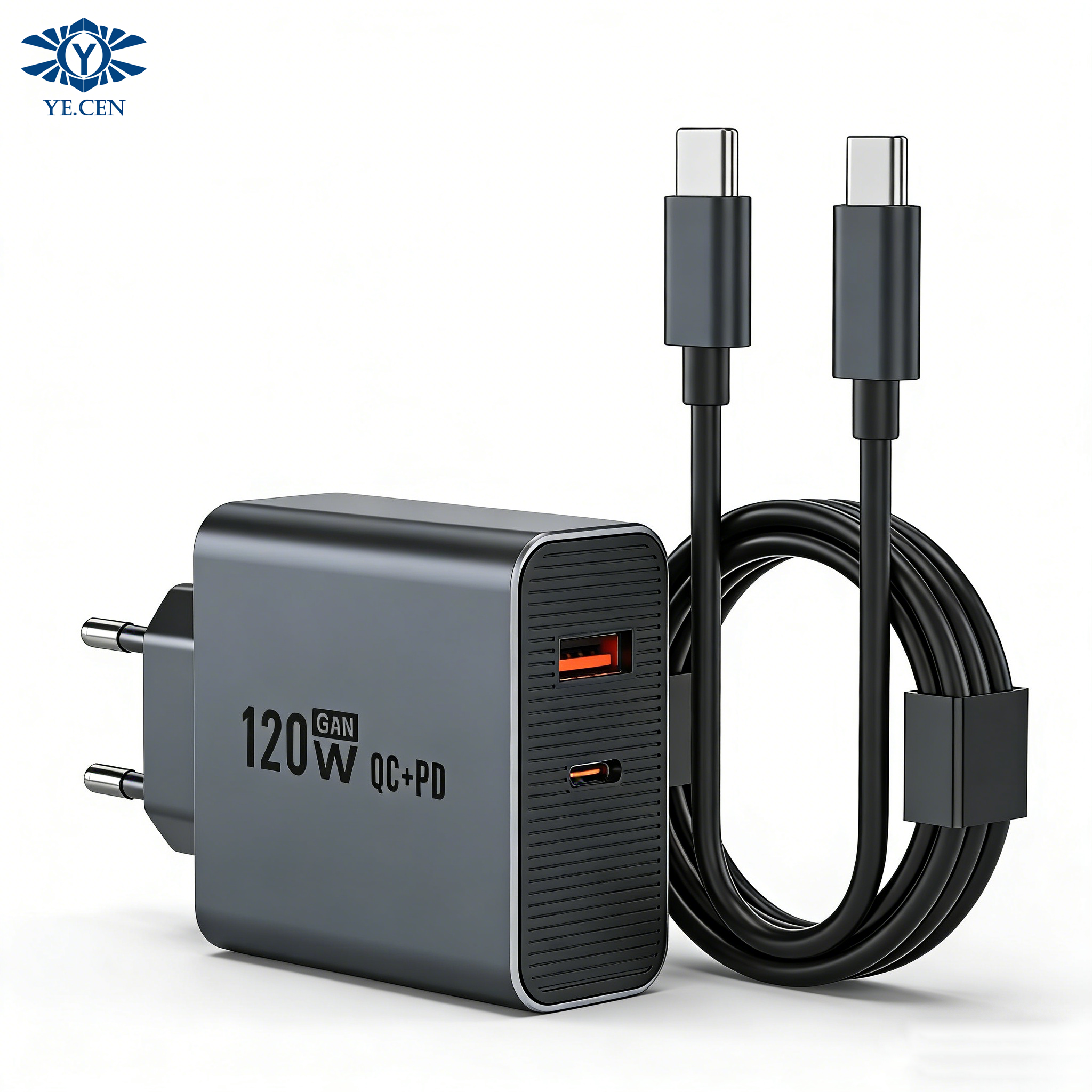 Grigio Adatto per caricabatterie GaN da 120 W+cavo C-C da 6 A 1 m[Con scatola]