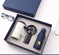 Coffret Cadeau d'Affaires Promotionnel Personnalisé avec Logo : Gobelet en Acier Inoxydable, Batterie Externe, Parapluie – Coffret Cadeau 3-en-1 avec Impression Letterpress Bona