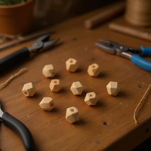 Perline ottagonali in legno ILAN da 10 mm per artigianato e creazione di gioielli - Product Image 3