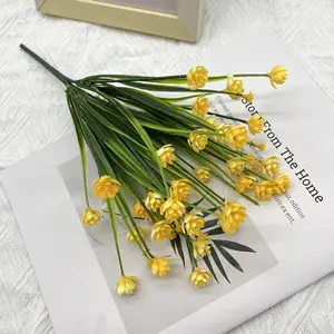 할로윈 장식을위한 가정 또는 호텔을위한 인공 동백 봄 잔디 7 포크 프로젝트 꽃 식물 번들