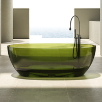 Baignoire autonome en résine de pierre, formes et couleurs variées, baignoire en cristal transparent