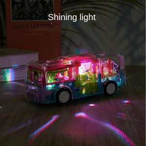 Modelo de simulación de coche, música ligera, coche de juguete para niños, autobús de engranajes transparente Universal eléctrico - Product Image 2