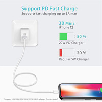 Câble 20W 3A 1M 3FT PD USB C vers Lightning, câble de charge rapide de type C, câble de chargeur avec boîte en papier pour iPhone 14