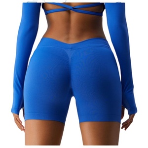 Customized V Waist Peach <b>Shaped</b> Butt Lifting Seamless Breathable Quick Dry Yoga <b>Leggings</b> Crossover Waist Sports Shorts - Product Image 4