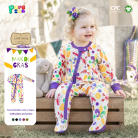 Puresun CPC Gecertificeerd 100% Biologisch Katoen/Bamboe Viscose Mardi Gras Voetloze Pyjama's Kreeft Print Rits Baby Meisjes 0-24 Maanden