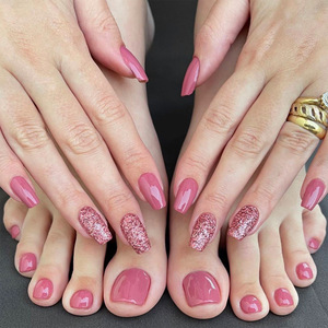48 faux ongles de pieds en ABS, style français, à presser, longs, forme stiletto carrée, couvrance totale, pour salon de pédicure - Product Image 1