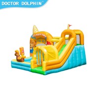 Château gonflable d'extérieur Doctor Dolphin, petit trampoline de dessin animé avec toboggan gonflable pour usage domestique