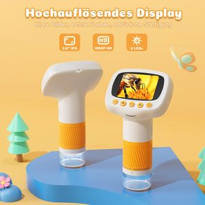 กล้องจุลทรรศน์ 2-in-1 สำหรับเด็กเรียนรู้ด้านดิจิทัลและนาฬิกา ขยาย 1000 เท่า หน้าจอ 2 นิ้ว เชื่อมต่อ USB พกพาได้ พร้อมขาตั้งกล้อง รุ่น CM5-สีส้ม - Product Image 5