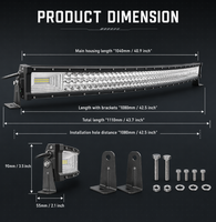 Barre lumineuse LED incurvée de 42 pouces, 540W, 5000LM, 12-24V, IP67, faisceau combiné spot et large, pour conduite tout-terrain, camion, SUV, VTT, 4x4, rénovation/amélioration