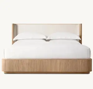 Tempat tidur Ratu kayu, desain Modern mewah bingkai tempat tidur ukuran King