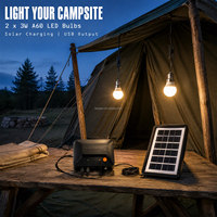 Kit d'éclairage solaire portable 3W mono, blanc chaud 3500K, lampes à double ampoule, charge USB, IP65, pour le camping et les situations d'urgence