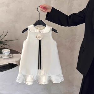 Robe Blanche Évasée en Satin sans Manches pour Filles, Modèle Princesse, Idéale pour Fêtes, Vêtements de Soirée pour Enfants de 1 à 12 Ans - Vente en Gros - Product Image 3