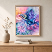 Peinture Diamant DIY 40*50cm, Mosaïque Abstraite Personnalisée, Fleurs et Papillons Colorés, Broderie Diamant Complète