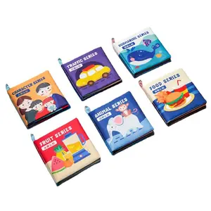 Livro de pano lavável para bebês, quebra-cabeça de tecido transfronteiriço para crianças, desenvolvimento de cognição quente e toque e rugas, livro de pano para bebês