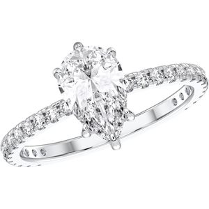 Keeva Jewels IGI แหวนหมั้นที่ได้รับการรับรองจากแพลทินัม1.50Ct f\/vs ลูกแพร์ & F-G 0.50Ct \/vs เครื่องประดับเพชรที่ปลูกในห้องปฏิบัติการทรงกลม - Product Image 2