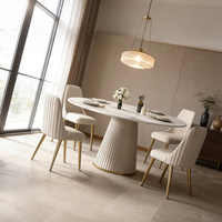 Ensemble de table à manger ronde en marbre moderne de luxe 4-6 places Pieds dorés Meubles pour la maison Hôtel Restaurant