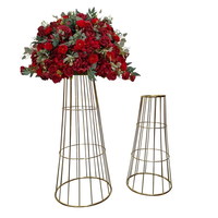 Vases trompettes en métal doré personnalisés, modernes et simples, pour arrangements floraux, centres de table de mariage et d'anniversaire, socles décoratifs faciles à assembler
