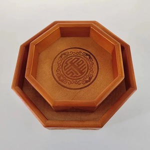 Plato octogonal de madera estilo mongol, madera maciza, hecho a mano, diseño oriental, para platos de fiesta - Product Image 3